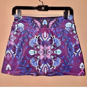 Athleta Women's Purple Floral Print Mini Athletic Skirt - Size XS